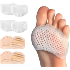 Almohadillas para Pies Amortiguadoras Aliviar el Dolor de Pies para Mujer y Hombre, Plantillas de Bola de Pie Antideslizantes y Reutilizables, Almohadillas Metatarsianas para Zapatos para el Antepié para la Bursitis Por Metatarsalgia (4 Pares)