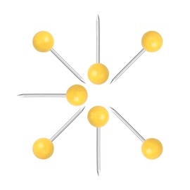 Map Tacks 1/8-Inch Assorted Color Beads Head Map Marking Push Pins,500-count (Yellow)