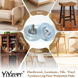 YIYZIPY Thickened Soft Furniture Leg Pads Cutting Board Feet 1.14" Dia Chair Leg Floor Protectors for Hardwood Laminate Tile Floors, Slip-Resistant Scratch-Resistant Noise-Reducing (Round, 12 PCS)