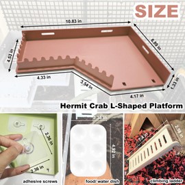 Anranmm Hermit Crab Accessories - Platform with Ladder and Food Dish, Hermit Crab Climbing Toys, Habitat Supplies and Tank Accessories for Reptiles, Hamsters, Geckos, Small Lizards