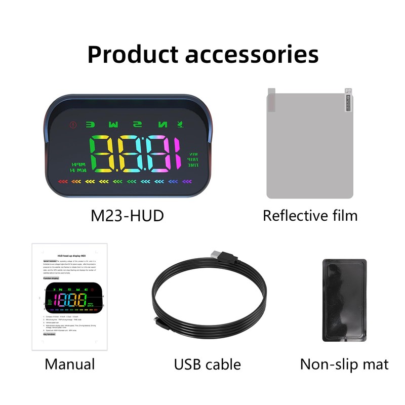 AZIJYV Heads Up Display for Cars, Color GPS Speedometer M23,