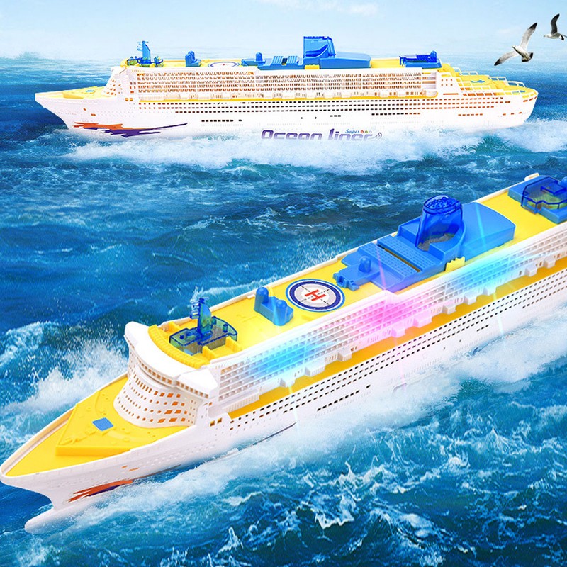 Kids Cruise Ship Model Sound Effects LED Light Universal Rotation