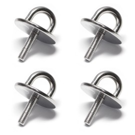 PRIOstahl Eye Plate Round with Bracket Mounting Hooks Ceiling Hooks Ironing Plate M8 x 4 Pieces Wall Eye Plate for Fixing Hanging Hay Net Boat Punch Bag Clothes Hook Made of Stainless Steel V2A