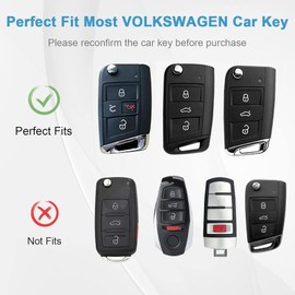 OFF WE GO for VW Volkswagen Key Fob Cover, ABS Key Fob Case Full Protector for 3/4 Button VW Atlas Jetta Beetle Tiguan Passat Golf MK6 Polo (Blue)