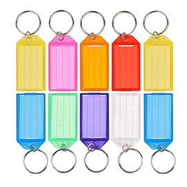 WELANGBN 10 Pack Tough Plastic Key Tags with Split Ring Label Window, Assorted Colors, 2.2 inch