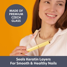 BONA FIDE BEAUTY Bona Fide Beauty Czech Glass Nail File for Natural Nails, 1PC Gold Orange High Grit Crystal Nail Filer (180/240) Handcrafted Nail Care from The EU