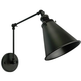 DZSUMY Industrial Black Finish Wall Sconce Arm Angle Adjustable E26 Base 1-Light Wall Lamp for Bedroom,Living Room,Study Room,Office