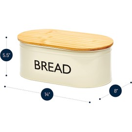 RoyalHouse Premium Metal Bread Box with Bamboo Lid (Pack of 2) Stainless Steel Large Bread Bin Storage Container And Organizer for Kitchen Countertop, Vintage Style Kitchen Decor