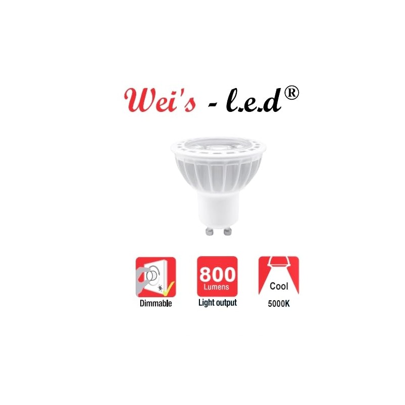 wei's-l.e.d 8W GU10 Led Bulbs, High Power, 800 Lumens, 38