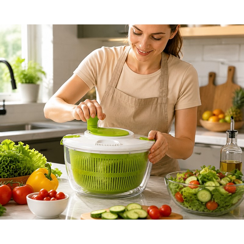 Manual Salad Spinner for Washing & Drying Vegetables – Large