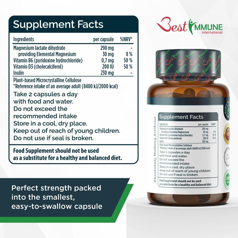 Immune Boost Magnesium Lactate Vitamins B6 & D3 and Inulin