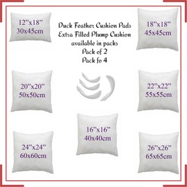 ARLINENS Duck Feather & Down Cushion Pads Inners Inserts Fillers Available in 16" 18" 20" 22" 24" (22x22, pack of 2)
