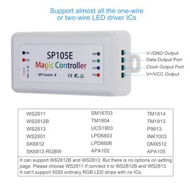 ALITOVE Wireless Bluetooth Magic Dream Color LED Light Controller iOS Android DC5V~24V Great for WS2811 WS2812B WS2801 SK6812 Individually Addressable Programmable LED Strip Pixel Module Panel Lamp