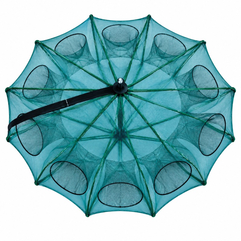 Portable Folding Fishing Trap – 8-Hole Mesh Cage for Crab,