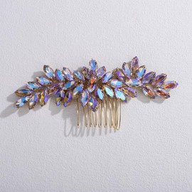 Teyglen Bride Wedding Hair Comb Full Rhinestone Bridal Side Hair Comb Crystal Headpiece for Women Prom Party Special Occasion Hair Accessories (Purple Color)