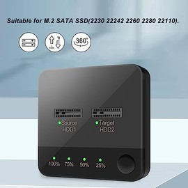 M.2 Duplicator Dual Bay, M.2 Cloner with Offline Clone, Tool Docking Station Dockcase for 2 M.2 SATA SSD 2230 22242 2260 2280 22110