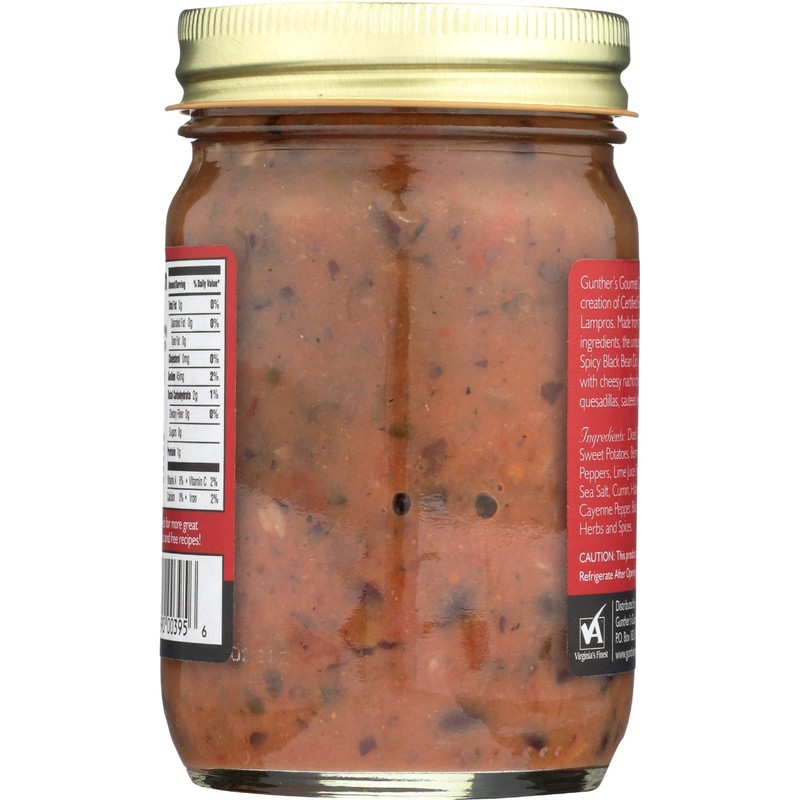 Gunther's Gourmet Spicy Black Bean Dip with Lime, Mixed With