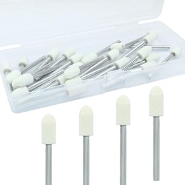 Rierdge 24 Pcs 6 * 3mm Wool Felt Polishing Bits, Cylindrical Buffing Wheels, 1/8 Inch Shank Drill Burrs for Rotary Tool Accessories/Jewelry Polishing