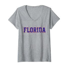 Vintage Florida Mens Florida Womens Orange Blue Retro FL Tee V-Neck T-Shirt