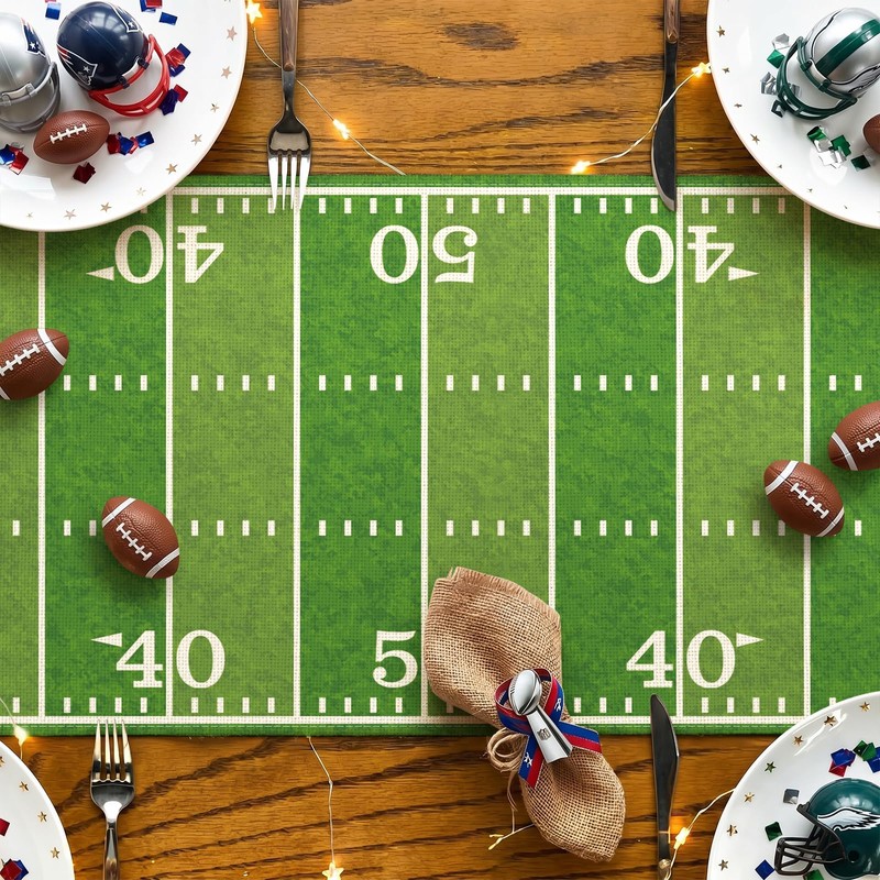 American Football Court Table Runner, Rugby Boy Fall Football Birthday