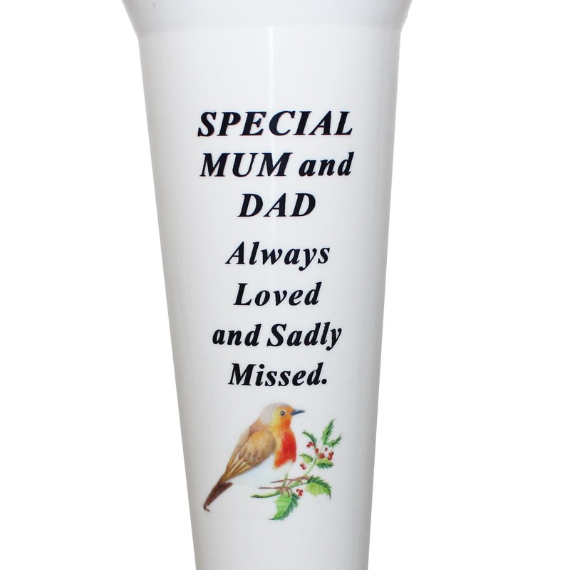 Memorial Grave Flower Pot - 33cm tall Sturdy White Memorial