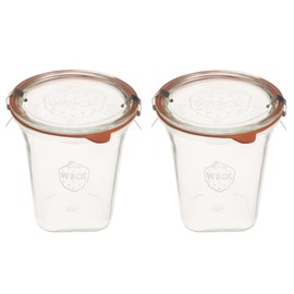 Weck Jars Medium Quadro 747-18.4 fl. Oz | 545mL Eco-Friendly Canning Jar | Food Storage Containers with Airtight Lids | Made in Germany, Rust-Proof & BPA-Free (Pack of 2)
