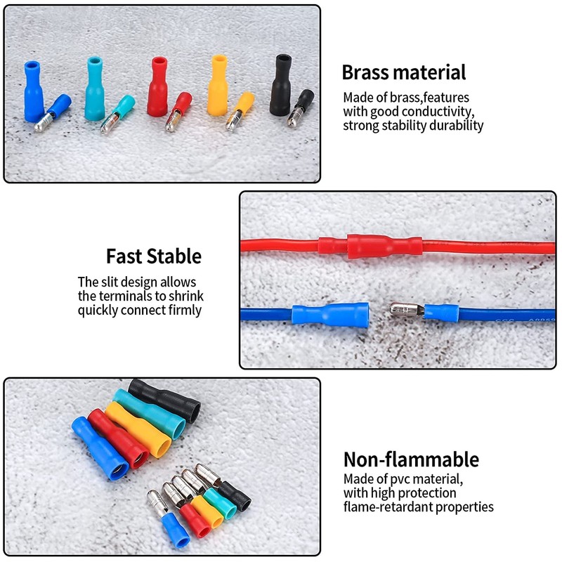 QOOSIKICC 100 Pcs Bullet Connectors Kit, Insulated Bullet Connectors Terminals