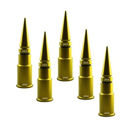 TRUE SPIKE 5 pc 24K Carat Gold Spike Tire Air Valve Stem CAPS Cover in Heavy Gauge CNC Machined Billet Aluminum Short Compatible with Jeep CJ YJ TJ JK JL