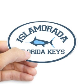 CafePress Islamorada Fishing Design. Oval Bumper Sticker, Euro Oval Car Decal