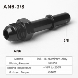 AN6 Male Flare to 3/8" SAE Quick Connect Disconnect Male EFI Fuel Fitting Adapter Straight Aluminum (AN6-3/8)（2PCS）