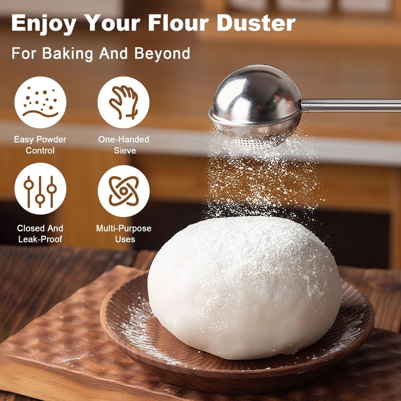 Powdered Sugar Shaker Duster, 2 PCS Sifter for Baking, Flour
