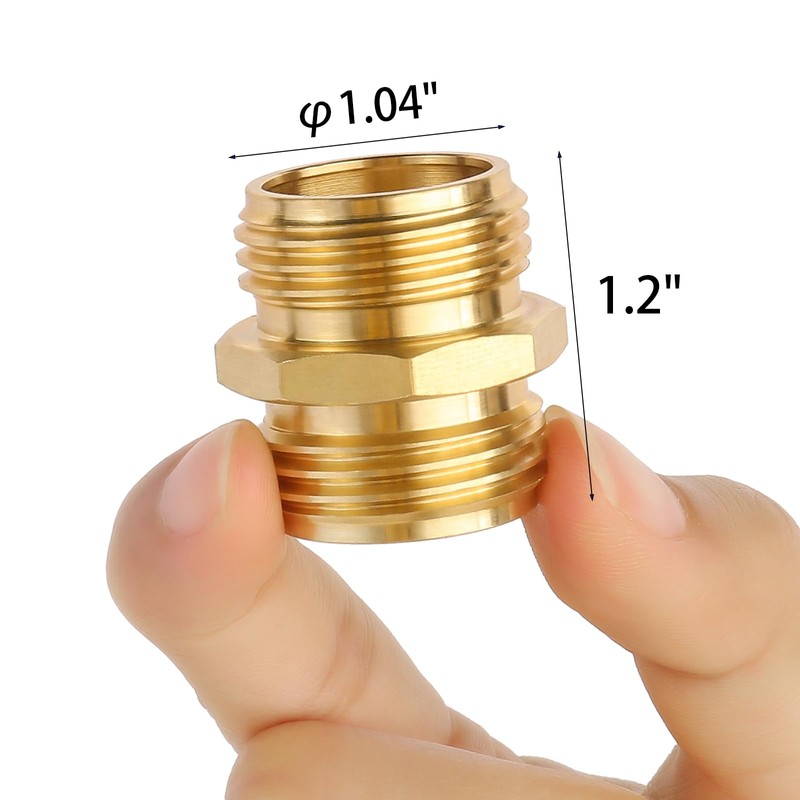2 Pack 3/4 Inch Brass Garden Hose Adapter Male to