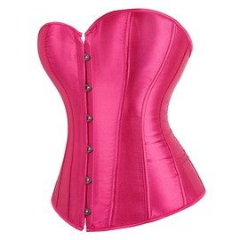 frawirshau Corsets for Women Plus Size Corset Top Overbust Bustier Waist Trainer Shapewear Corset Rosered S