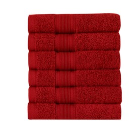 HOME ESSENTIALS 100% Cotton Luxury Hand Towels for Bathroom 12"x12", 600 GSM Soft Travel Face Towel Set of 6, Quick Dry Gym Towel, Hotel Bathroom Essentials, Super Absorbent Turkish Towel, Red