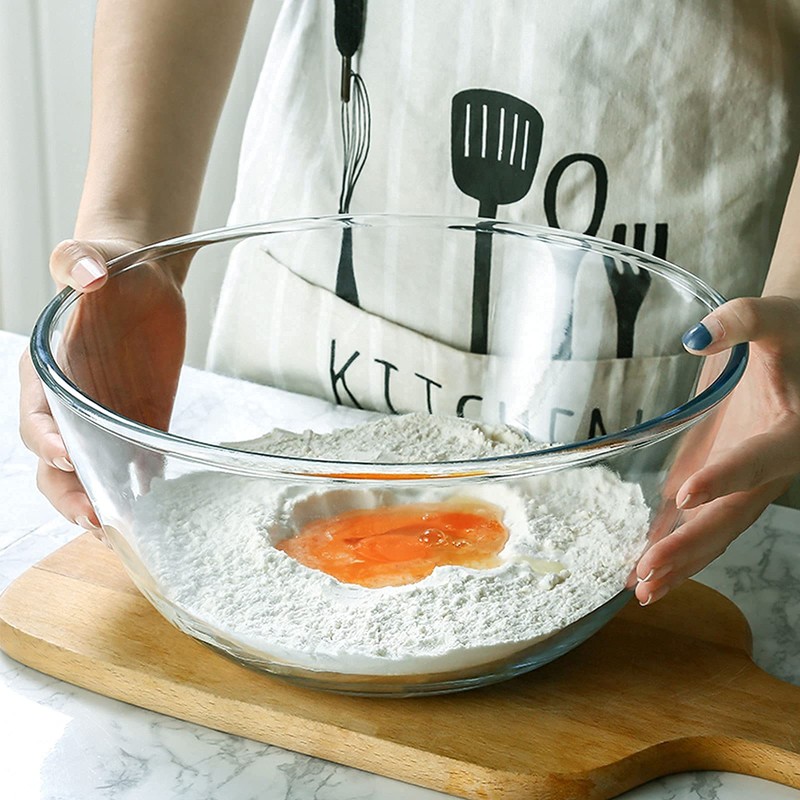 Homwin Glass Mixing Bowl Set for Baking 3-Piece Salad Bowl