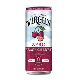 Virgil's Zero Sugar Black Cherry Soda - Tang Bold Flavor - Zero Calorie - 12oz Slim Cans, 24 Pack