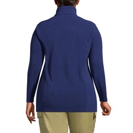 Lands' End Womens Quarter Zip Fleece Pullover Deep Sea Navy Regular Large