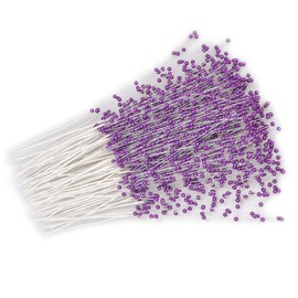 canjoyn 100 Stems Pearl Sticks Beading on Wire Stems for DIY Garland Bridal Wedding Pearl Bouquet Home Party Decor Craft (Purple)