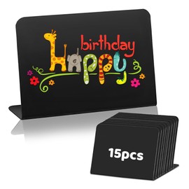 Price Tags Stands, Pack of 15 Buffet Signs 10 x 13 cm Small Boards for Writing on Mini Chalkboard A6 Name Badges Table Plastic Table Cards for Buffet Café Party