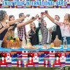 Runmeihe 3 Pack Plastic Rectangle International World Flag Table Cloth,