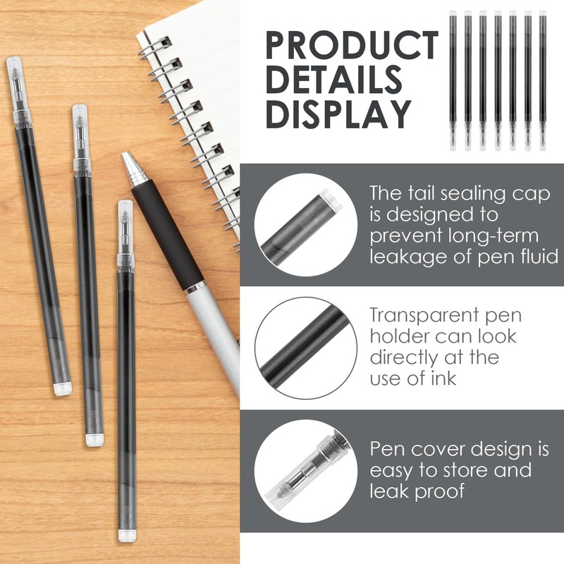 12-Pack Erasable Pen Refills, Compatible with Pilot Frixion Pens, Black