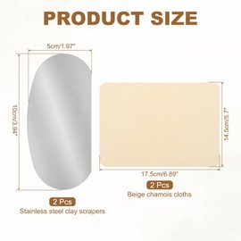 YOKIVE 2Pcs Steel Pottery Tools, Serrated Scraper Clay Ribs 3.94" x 1.97" Stainless Steel Sculpture Modeling Cutter Ceramic Tools with 2 Beige Chamois Cloth