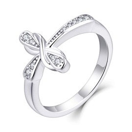 YL Cross Rings 925 Sterling Silver Infinity Band Cubic Zirconia Criss Jewelry for Women-size7