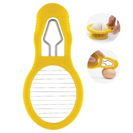 Aymorder 2 in 1 Egg Shell Peeler & Slicer, Multipurpose Egg Slicer with Stainless Steel Blade, Compact, Yellow