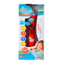 Simba My Music World 106832489 Funny Microphone Karaoke, with Voice Reduction Effects, 6 Demo Songs, 3 Lights and Sound, 22 cm, Suitable for Children from 4 Years (Toys)