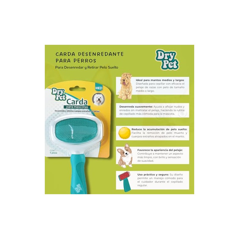 Fancypets Dry Pet Carda para Perro y Gato Tamaño Mediano.