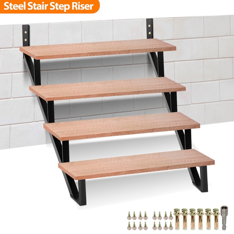 Toriexon Steel Stair Step Riser 2 Pack, 4-Step Steel Stair