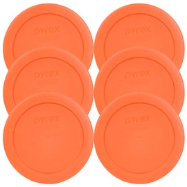 Pyrex Orange 2 Cup Round Storage Cover #7200-PC for Glass Bowls (6 Pack)
