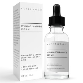 ASTERWOOD Niacinamide Serum for Face - Anti-Aging, Pore Minimizing, Hydrating - Vitamin B3 Facial Serum - with Hyaluronic Acid - Tone, Texture - 10% Niacinamide - 29 ml/1 oz