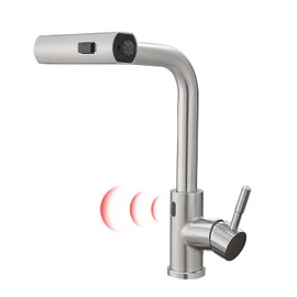 GIMILI Touchless Kitchen Faucet with Pull Down Sprayer, 15” Hight Brushed Nickel Single Hole Handle Kitchen Sink Faucets